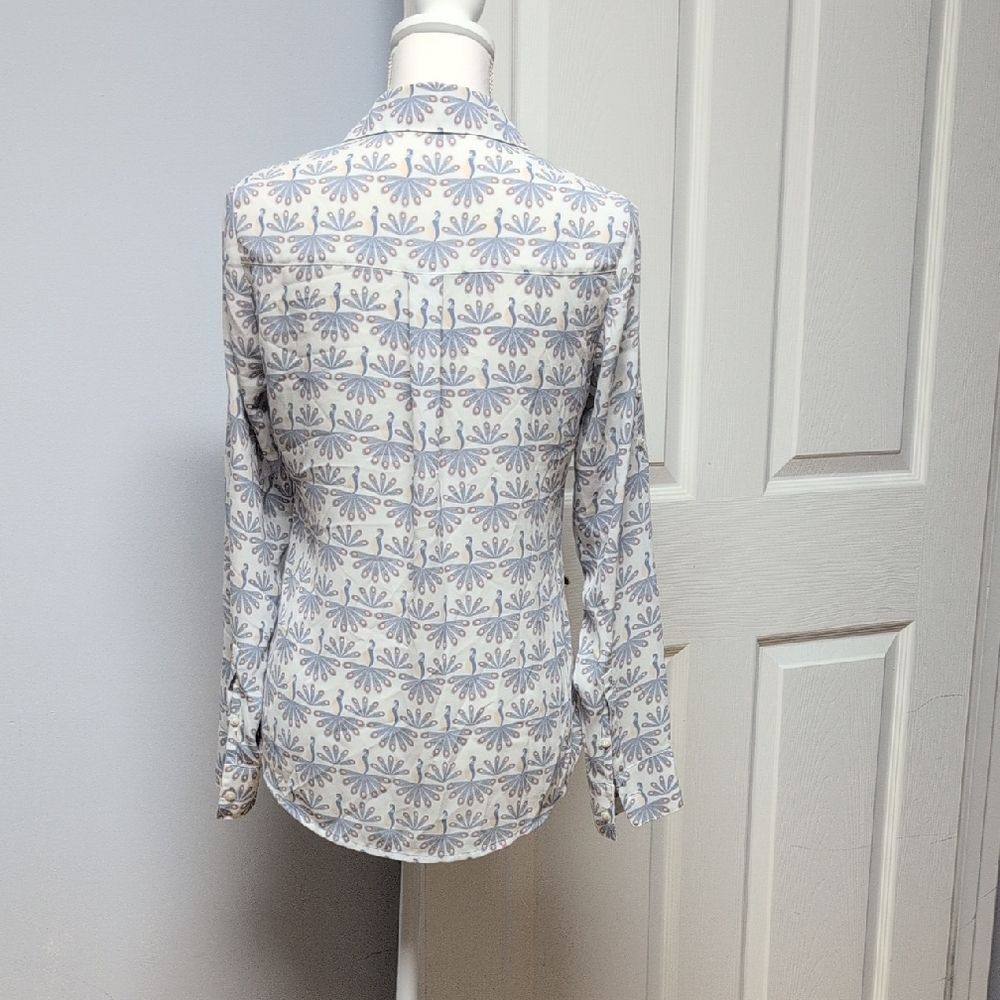 Express White and Blue Floral Button-Down  Size XS - Picture 2 of 7